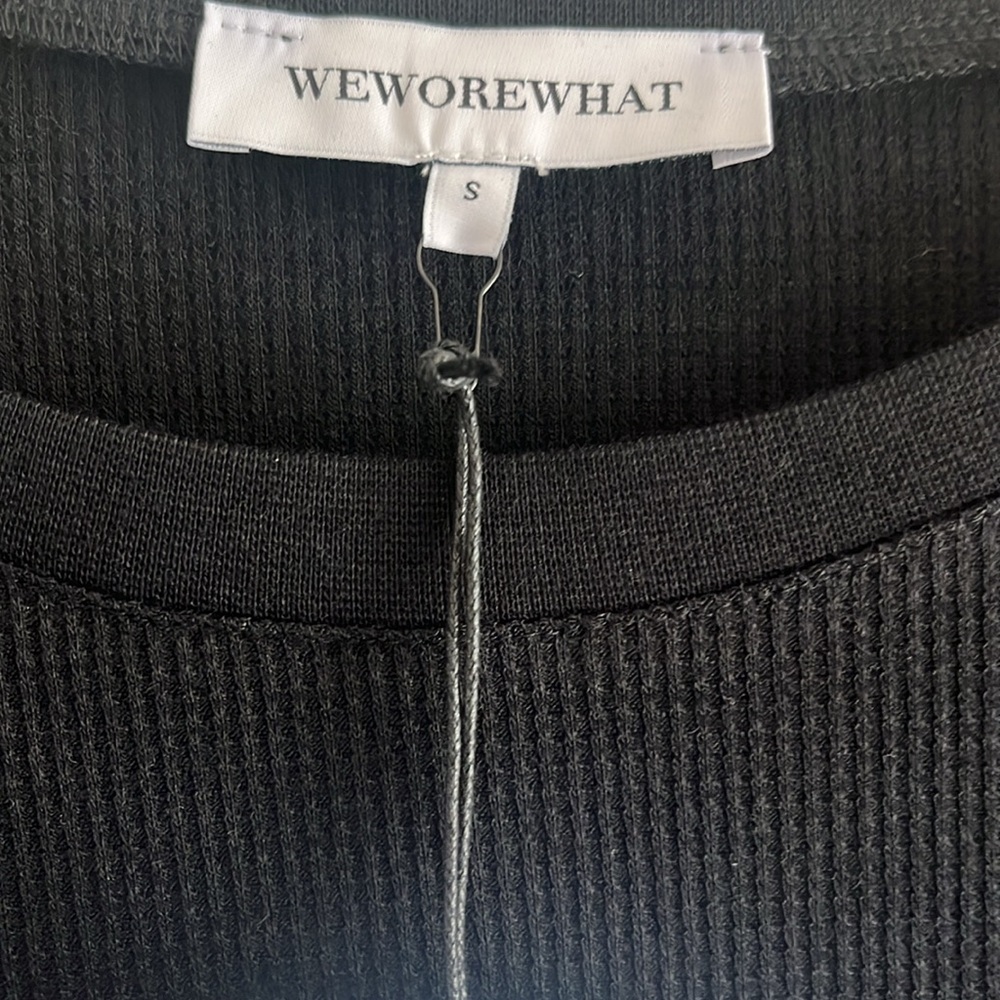 WeWoreWhat Black Waffle T-Shirt Bodysuit NEW - Picture 2 of 6